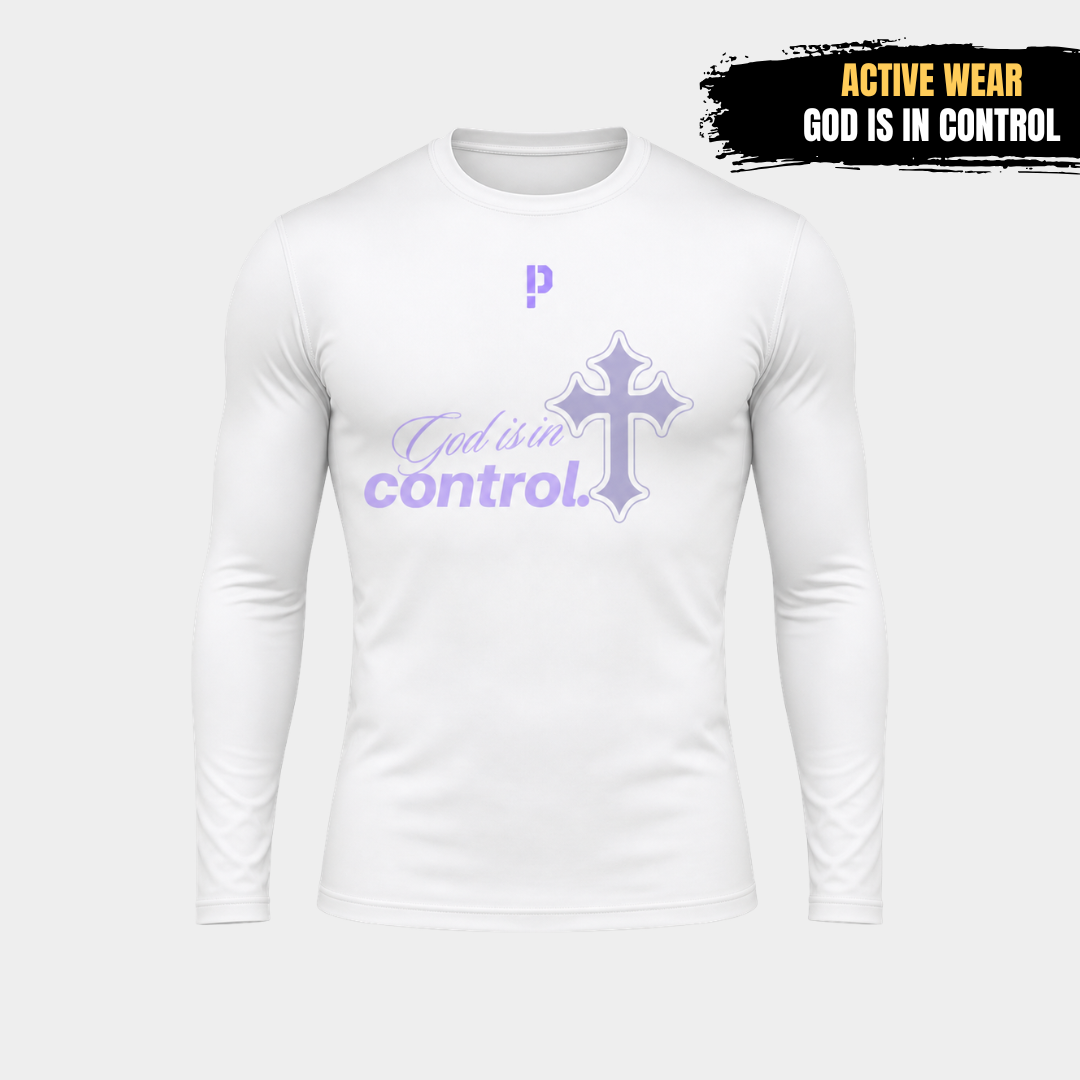 Compression Shirt "God is in Control" - WHITE