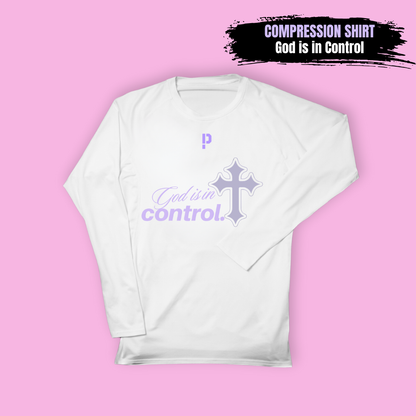 Compression Shirt "God is in Control" - WHITE