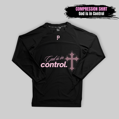 Compression Shirt "God is in Control" - BLACK